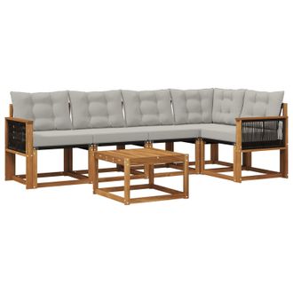 vidaXL Set Di Divani Da Esterno 6 Pz Naturale E Grigio Chiaro Vidaxl