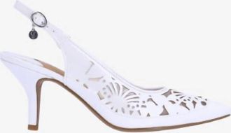 J. Rene&eacute; Womens Vanani Sling Back Pumps In White Patent/mesh