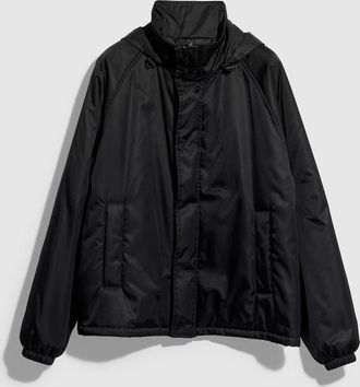 Gucci Nylon Gabardine Zip Jacket With Embroidery, Size 44, Black, Ready-to-wear