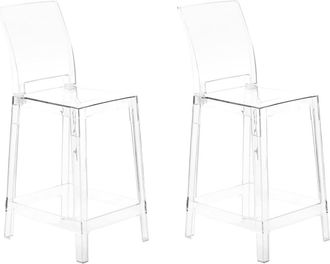 Beliani Conjunto de 2 sillas de bar transparente