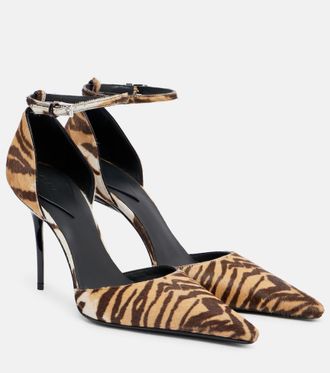 Alaia 90 tiger-print calf hair pumps