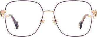 Carolina Herrera 56mm Square Reading Glasses in Gold Copper at Nordstrom