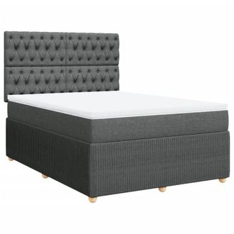vidaXL Cama Box Spring Con Colch&oacute;n Tela Gris Oscuro 160x200 Cm Vidaxl