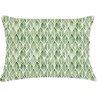 Anaya with Love Green Geo Palm Velvet Pillow with Down Insert at Nordstrom, Size 14X40