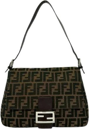 Fendi Pre-owned Shoulder Bags, female, Brown, Size: ONE SIZE Pre-owned Mamma Baguette Leather Shoulder Bag