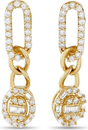 Luxury Bazaar 14K Yellow Gold 0.45ct Diamond Oval Drop Earrings ER29998-Y