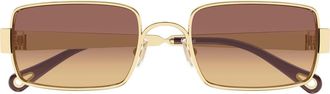 Chlo&eacute; 53mm Gradient Rectangular Sunglasses in Gold /Brown Lens at Nordstrom