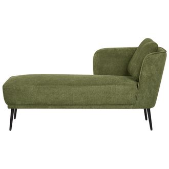 Beliani Chaise Longue Estilo Retro Con Coj&iacute;n Muebles De Sala De Estar De Tela Verde Oscuro Derecho Artheze