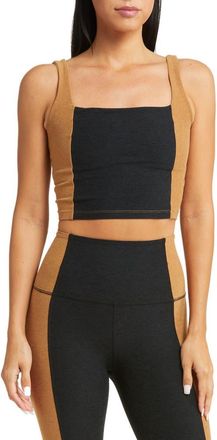 Beyond Yoga Space Dye Colorblock Crop Tank in Darkest Night/carmel Toffee at Nordstrom Rack, Size X-Small