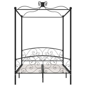 Berkfield Home Elegant Canopy Bed Frame Black Metal 120x200 cm | Size: Small Double