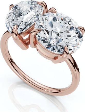 Pompeii3 Certified Toi Et Moi 5Ct Diamond Ring 14k Gold Lab Grown