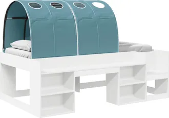 vidaXL Cama Con T&uacute;nel 3 Uds. Blanco Y Azul Claro Madera De Ingenier&iacute;a Vidaxl