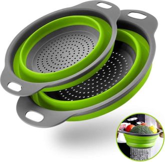 OEM Cedazo Plegable - 24 5 Cm Y 29 Cm - Para Cocina - Bpa Libre - Lavavajillas - Verde - Set De 2 Unidades