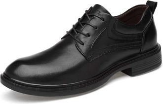 Generic Dress Oxford Shoes for Men Lace Up Round Toe Crocodile Print Derby Shoes Leather Block Heel Low Top Anti-Slip Party(Black,5.5 UK)