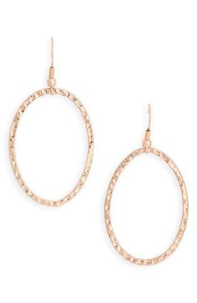 Karine Sultan Hammered Open Oval Drop Earrings in Rose Gold at Nordstrom Rack