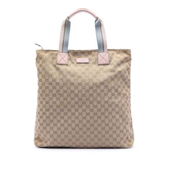 Gucci Pre-owned Womens Gg Canvas Web Tote - Tan Textile - One Size