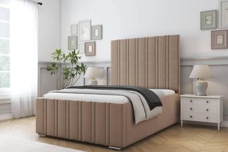 Comfort Beds Lorenzo Plush Bed Frame - 50 Upholstered Headboard in Taupe | Size: Single