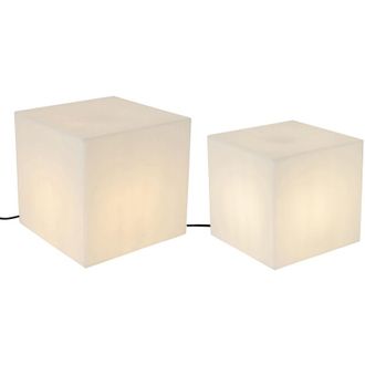 QAZQA Moderno Set De 2 L&aacute;mparas De Pie De Exterior Blancas 30 Y 38 Cm Cuadradas Ip44 - Nura Pl&aacute;stico Cuadrada Adecuado Para Led Max. 1 X 23 Watt - Qazqa