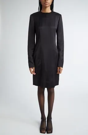 Toteme Long Sleeve Double Face Satin Shift Dress in Black at Nordstrom Rack, Size 4 Us / 36 Eu