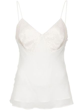 Max Mara bead-detail silk tank top - White