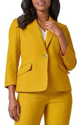 Kasper Linen Blend One-Button Blazer in Butterscotch at Nordstrom Rack, Size 4