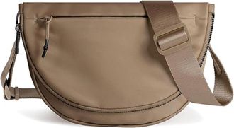 Generic Women Crossbody Bag with Crescent Design, Adjustable Strap Fashion Nylon Folding Crescent Moon Small Sling Chest Bag (Coffee Brown)