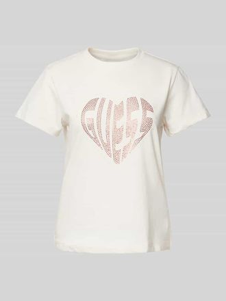 Guess T-Shirt mit Label-Detail Modell JULIA in Ecru, Gr&ouml;&szlig;e XS