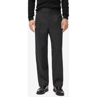 Mango Relaxed Fit Pleated Pants in Dark Heather Grey at Nordstrom, Size 31