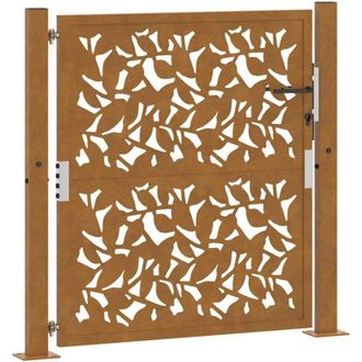 vidaXL Puerta De Jard&iacute;n Dise&ntilde;o De Hojas De Acero Desgastado 105x105 Cm Vidaxl