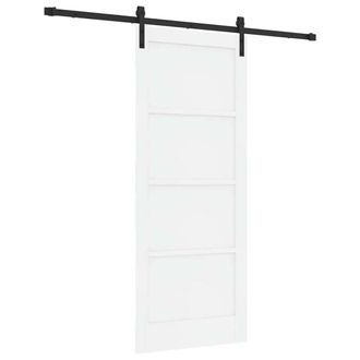 Berkfield Home Sliding Door with Hardware Set White 83x202 cm Solid Wood Pine