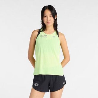 New Balance Womens London Edition Race Day Ultra Light Singlet in Green Nylon, size X-Large