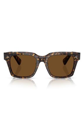Oliver Peoples 52mm Polarized Pillow Sunglasses in Tortoise at Nordstrom
