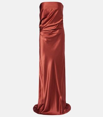 The Sei Draped silk charmeuse bustier gown