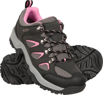 Mountain Warehouse Adventurer Womens Waterproof Walking Shoes - Synthetic & Mesh Upper Shoes with Cushioned Footbed & Deep Lugs - Autumn Winter, Hiking & Outdoors Black 
