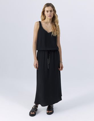 Ikks Womens Sleeveless Maxi Dress - Black - Size 10 UK