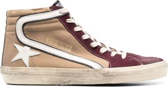 Golden Goose Slide logo-patch sneakers - men - Calf Suede/Fabric/Fabric/Calf Leather/Rubber - 41 - Neutrals