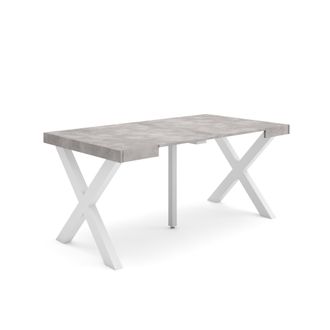 Skraut Home Mesa Consola Extensible, Mesa Comedor Plegable, 160, Para 8 Comensales, Patas Madera Maciza, Estilo Moderno, Gris Cemento - Skraut Home