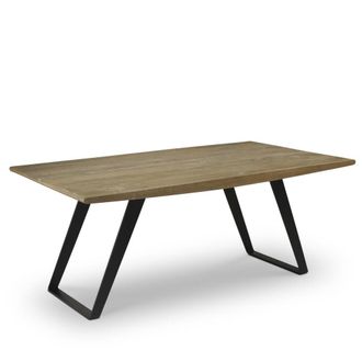 Robin des Bois Mesa rectangular de roble y metal para 6/8 cubiertos negra