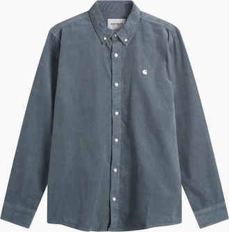 Carhartt Work in Progress Mens Carhartt WIP L/S Madison Fine Cord Shirt Cozy Blue/Wax - Grey - Size: 42/Regular