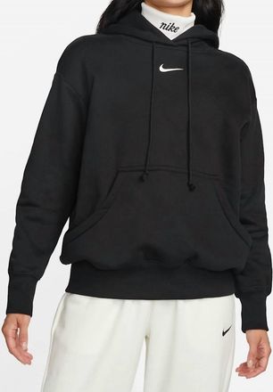 Nike Womens Phoenix Fleece Oversized Pull Over Hoodie In Black