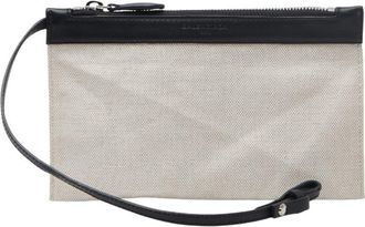 Balenciaga Beige Black Canvas Leather Pouch (Pre-Owned)