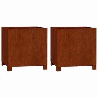 vidaXL Jardineras Con Patas 2 Uds Acero Corten Oxidado 40x40x40 Cm Vidaxl
