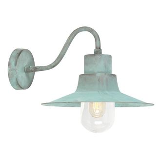 Netlighting Sheldon 1 Light Outdoor Fisherman Dome Wall Light Verdigris IP44 E27 in Green