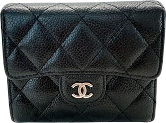 Chanel Black Grained Calfskin Wallet (Bi-Fold) (Pre-Owned)