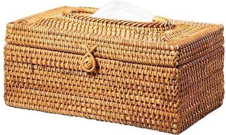 OEM Servilletero, Caja De Pa&ntilde;uelos, Caja De Pa&ntilde;uelos, Caja De Almacenamiento, Tejido Japon&eacute;s, Estilo R&uacute;stico, Rat&aacute;n, Marr&oacute;n, 22x12x10m