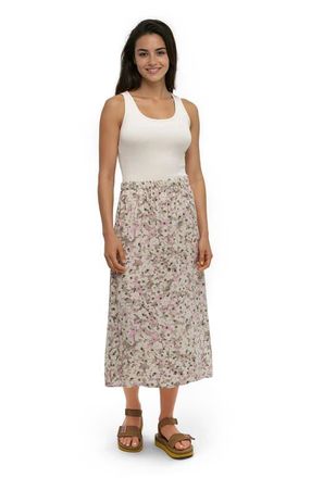 tentree Yaletown Skirt in Pink Sand/watercolour Floral at Nordstrom, Size X-Large