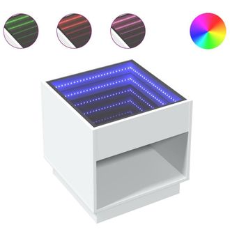 Berkfield Home Coffee Table with Infinity LED White 50x50x50 cm | Size: 50 x 50 x 50 cm