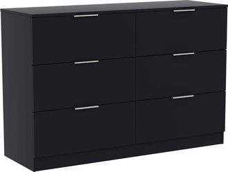 Home Discount Trega 6 Drawer Chest of Drawers Bedroom Furniture Storage Unit, H 80 x W 110 x D 36 cm, Black