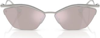 Ferrari 59mm Cat Eye Sunglasses in Silver Brushed /Dark Violet at Nordstrom