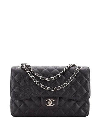 Chanel Classic Double Flap Bag Quilted Caviar Jumbo shoulder bag - women - Calf Leather - One Size - Black